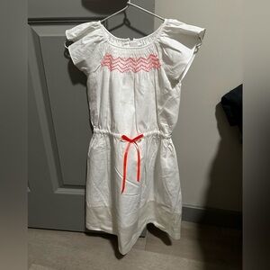 Jacadi White Girls' Dress with Pink Smocking Detail for Girls - Size: 6 years